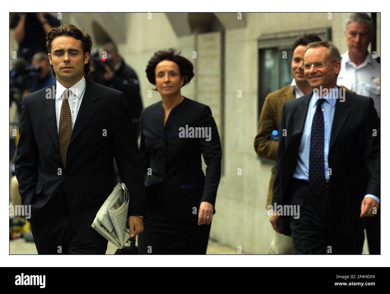 Jeffrey Archer July 2001 with wife Mary Archer  and sons leave court today. Stock Photo