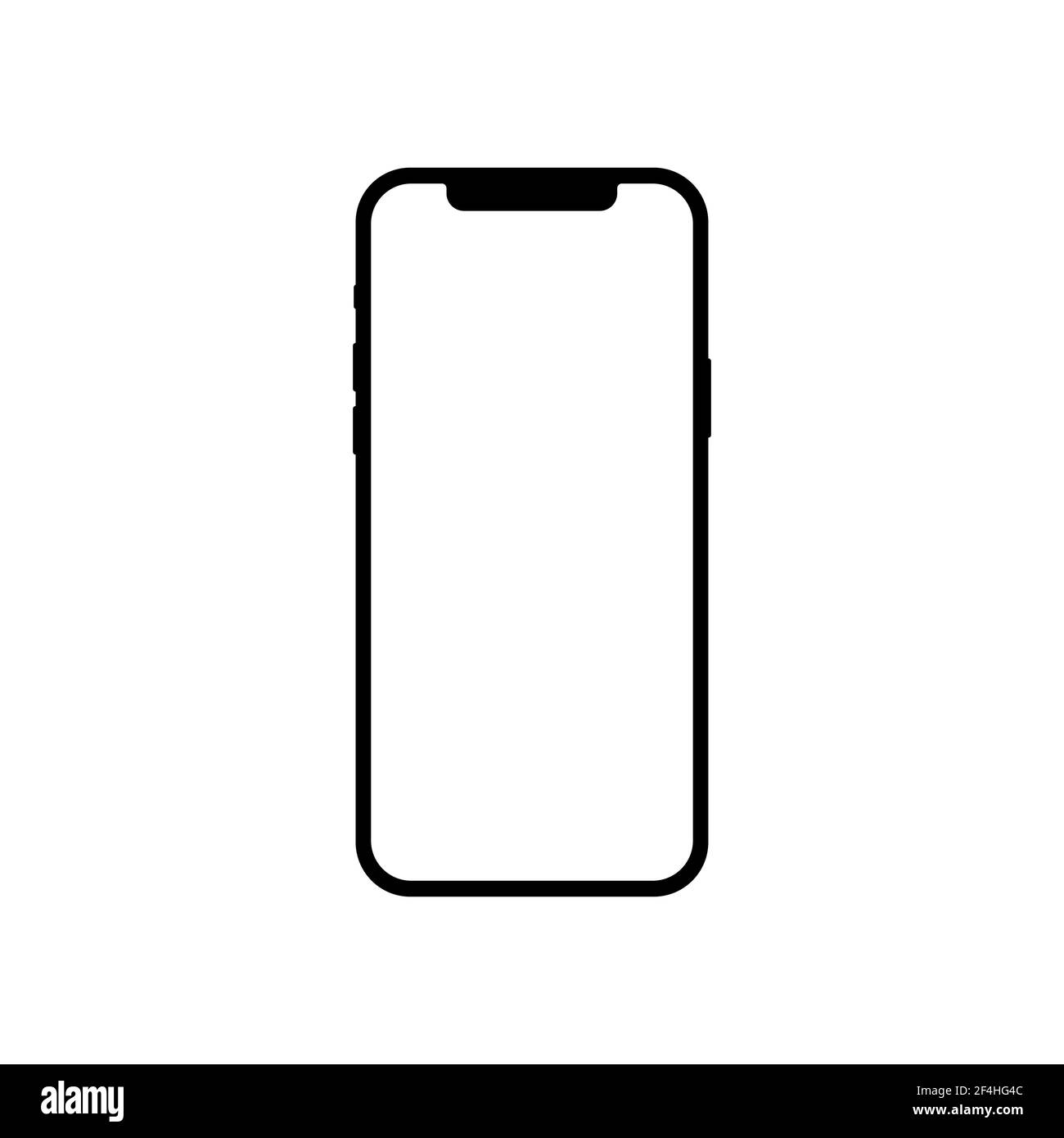 Mockup of a mobile smartphone on a white background with a blank screen ...