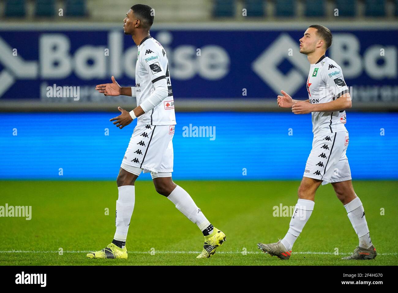 GENT, BELGIUM - MARCH 21: Jean Harisson Marcelin of Cercle Brugge during  the Jupiler Pro League match between KAA Gent and Cercle Brugge at Ghelamco  Arena on March 21, 2021 in Gent,