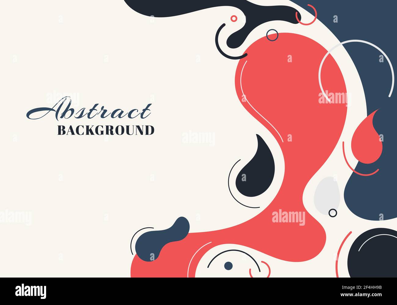 Abstract background liquid organic forms dynamic waves and circles, lines on white background. Vector illustration Stock Vector