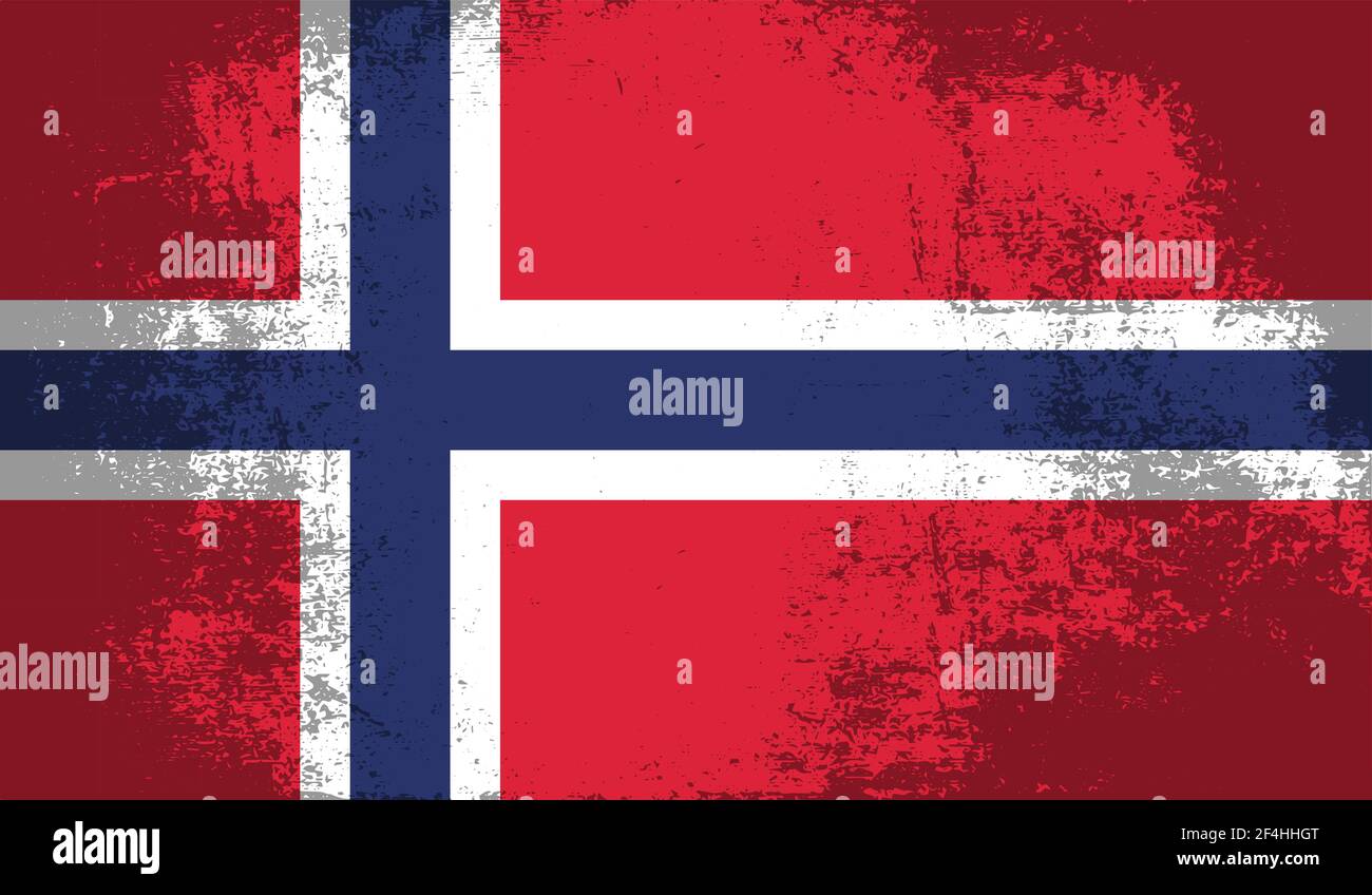 Norway flag with waving grunge texture. Vector background Stock Vector ...
