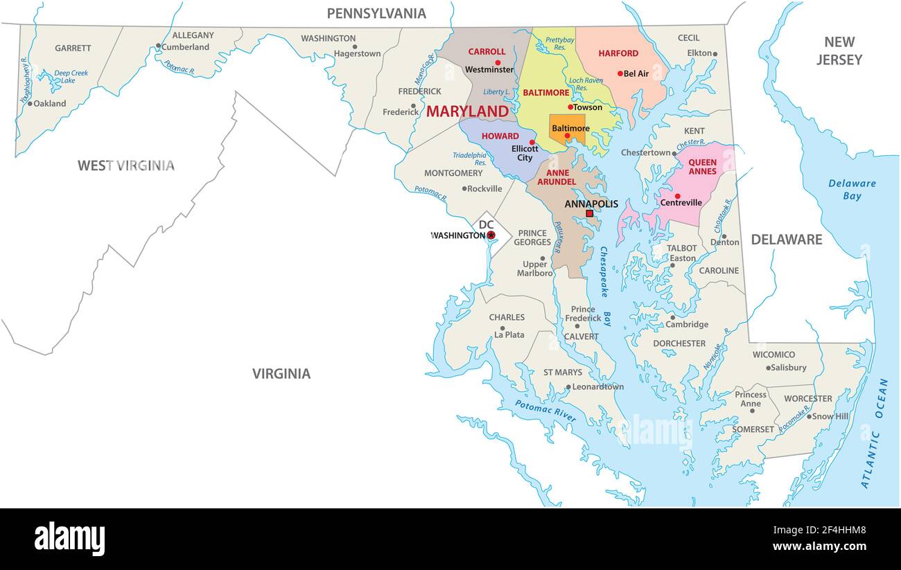 Baltimore metropolitan area vector map, Maryland, USA Stock Vector