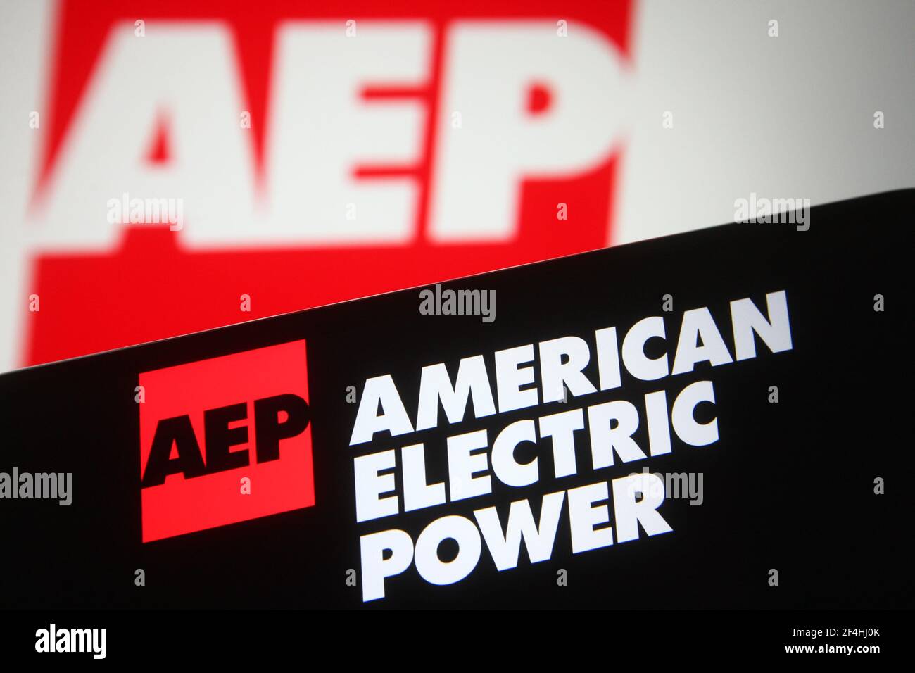 In this photo illustration an American Electric Power (AEP) logo is