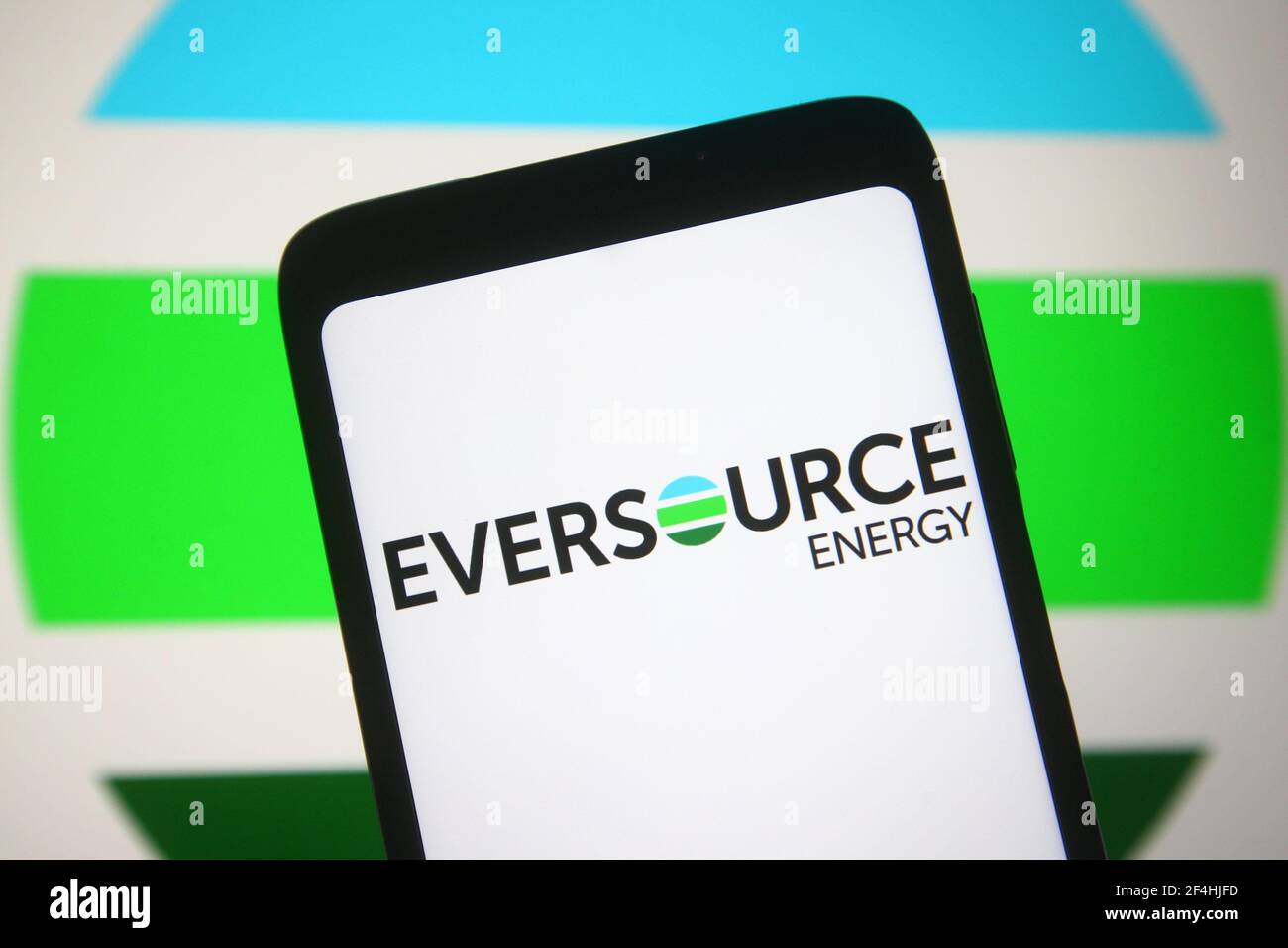 In this photo illustration an Eversource Energy logo of an US electric