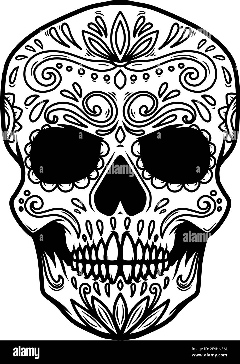 Illustration of mexican sugar skull. Design element for logo, label, sign, poster. Vector illustration Stock Vector