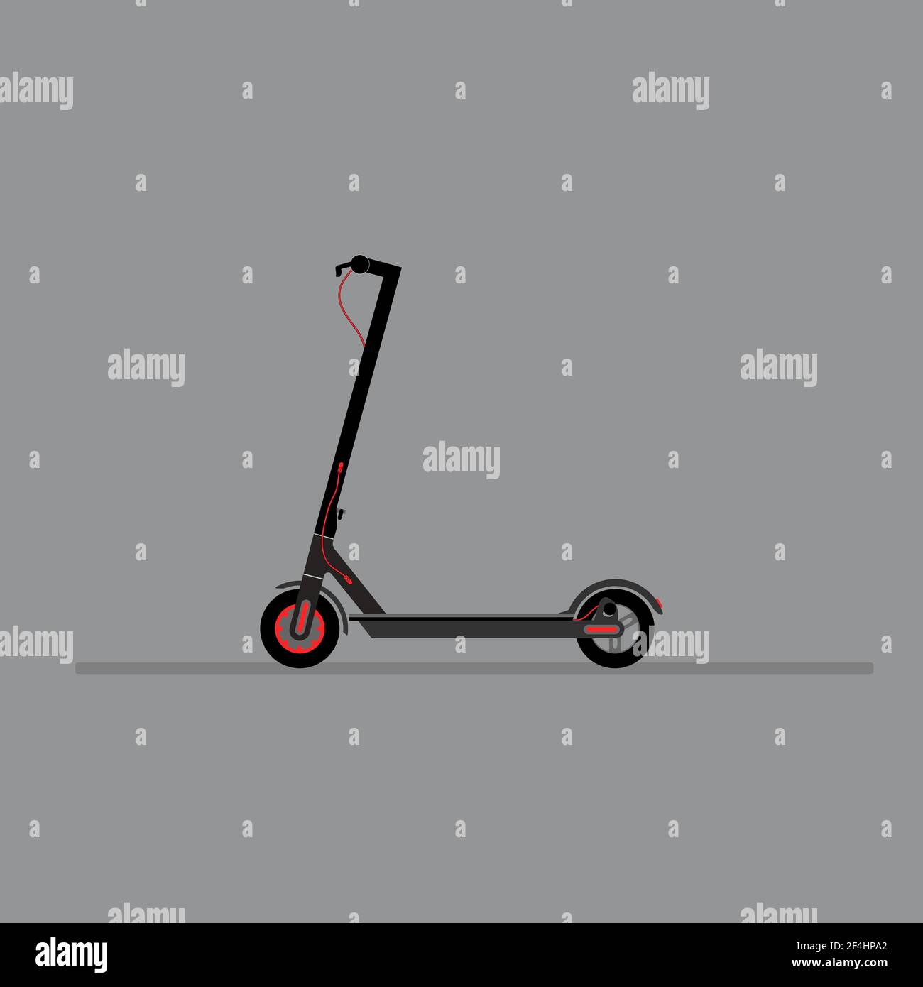 Black electric scooter on a gray background. Vector flat illustration. Stock Vector