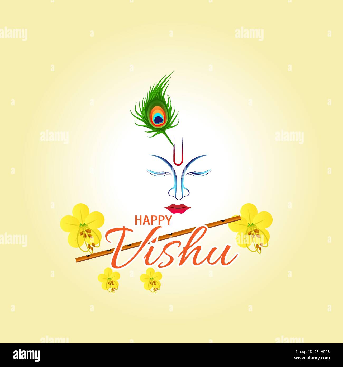 Illustration of Happy Vishu. worship of krishna. cassia fistula ...