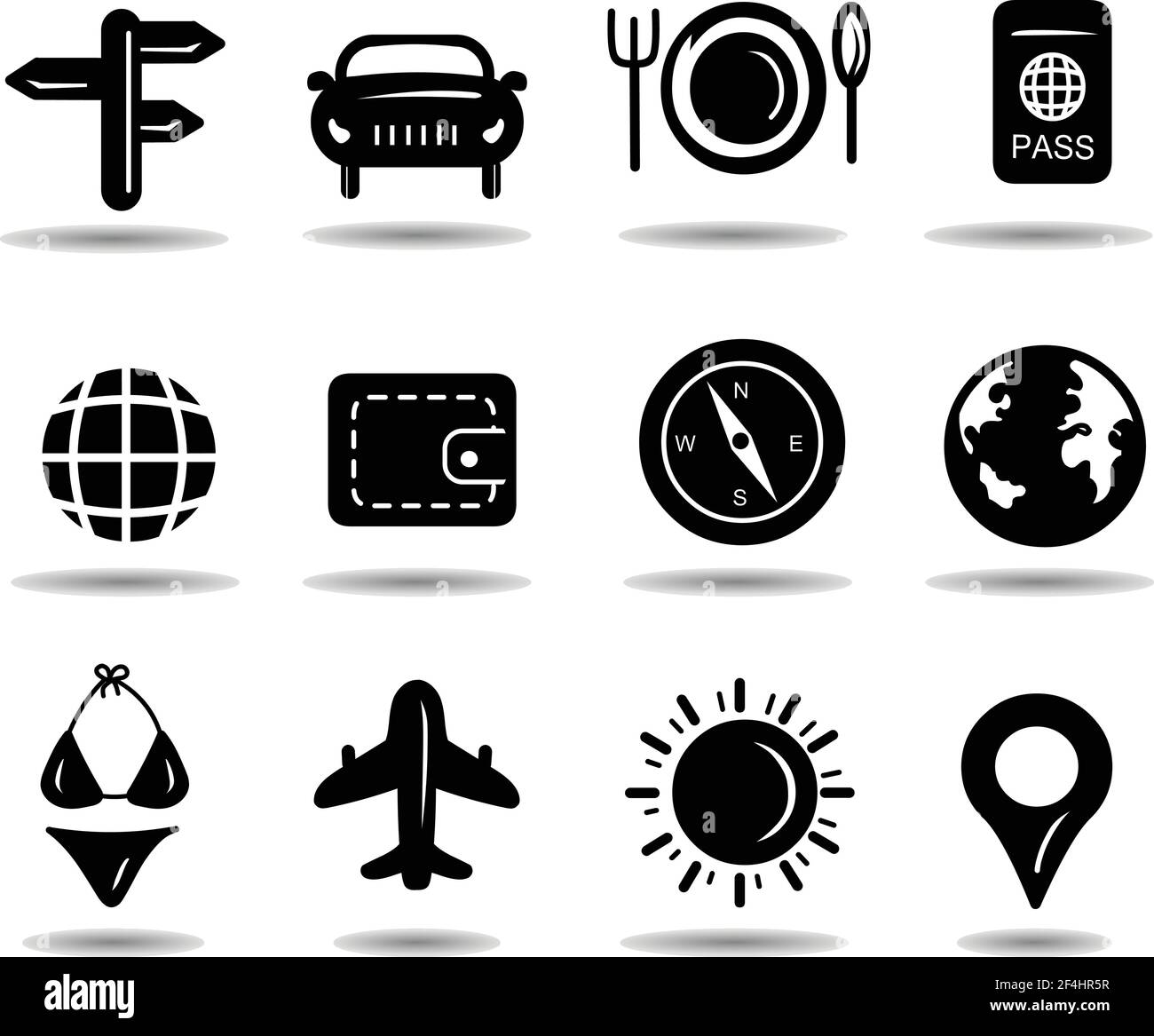 Travel and tourism icon set. Vector isolated vacation travel symbol collection stock illustration Stock Vector