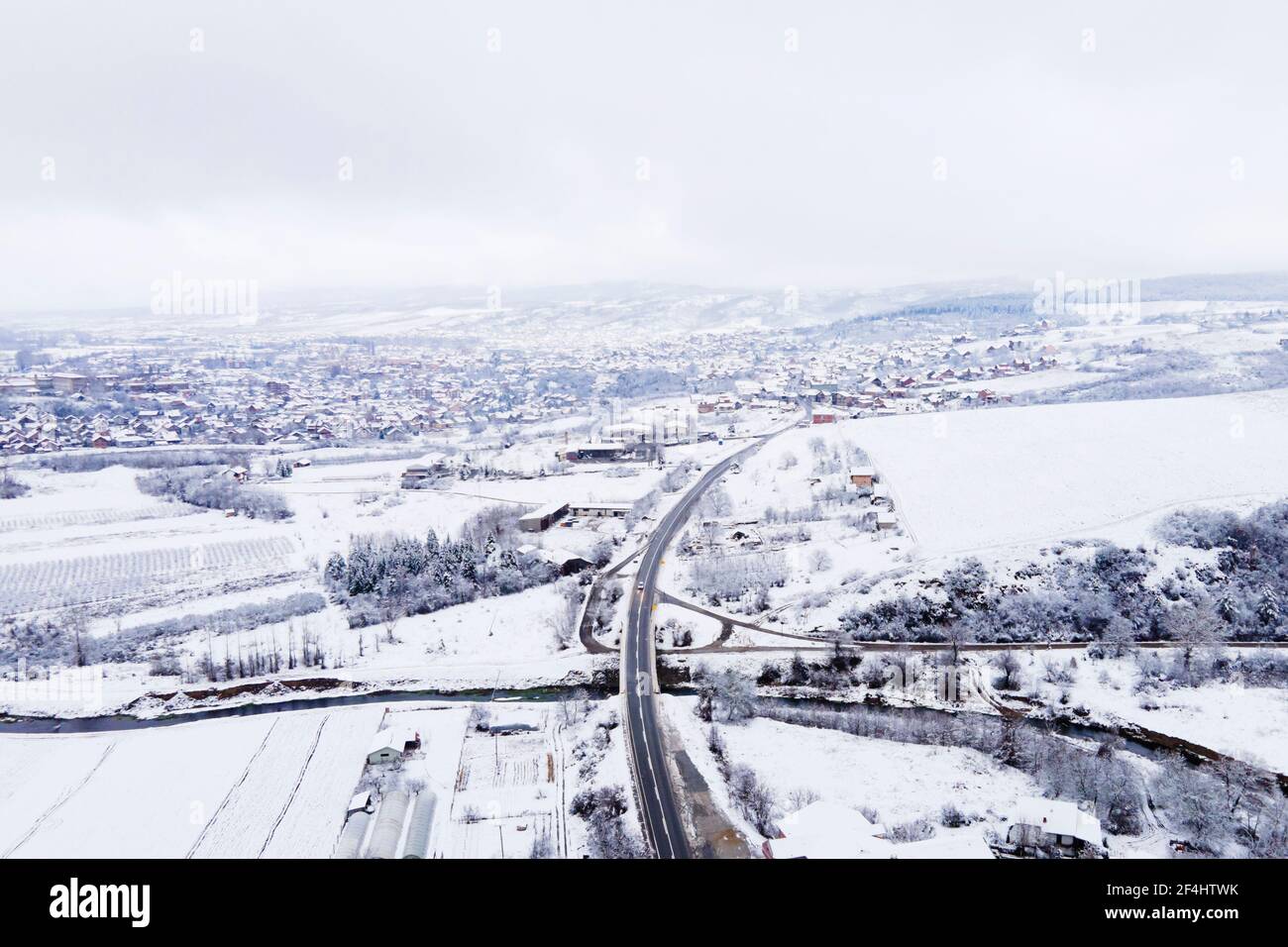 Aerial view snowy forest mountain hi-res stock photography and images ...