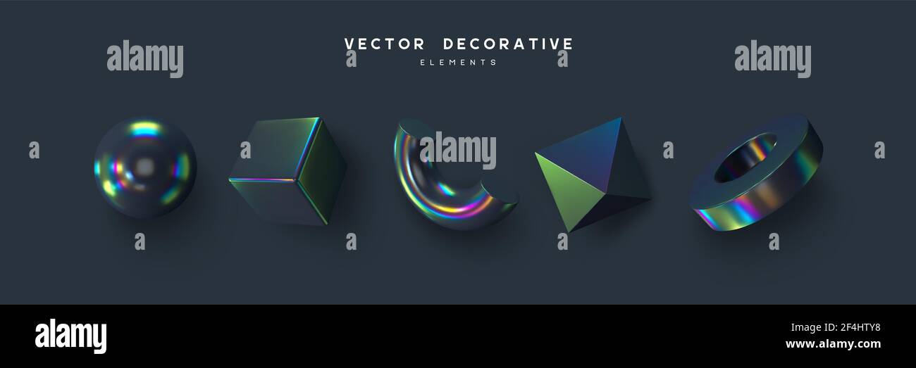 Set of 3d render primitives. Stock Vector