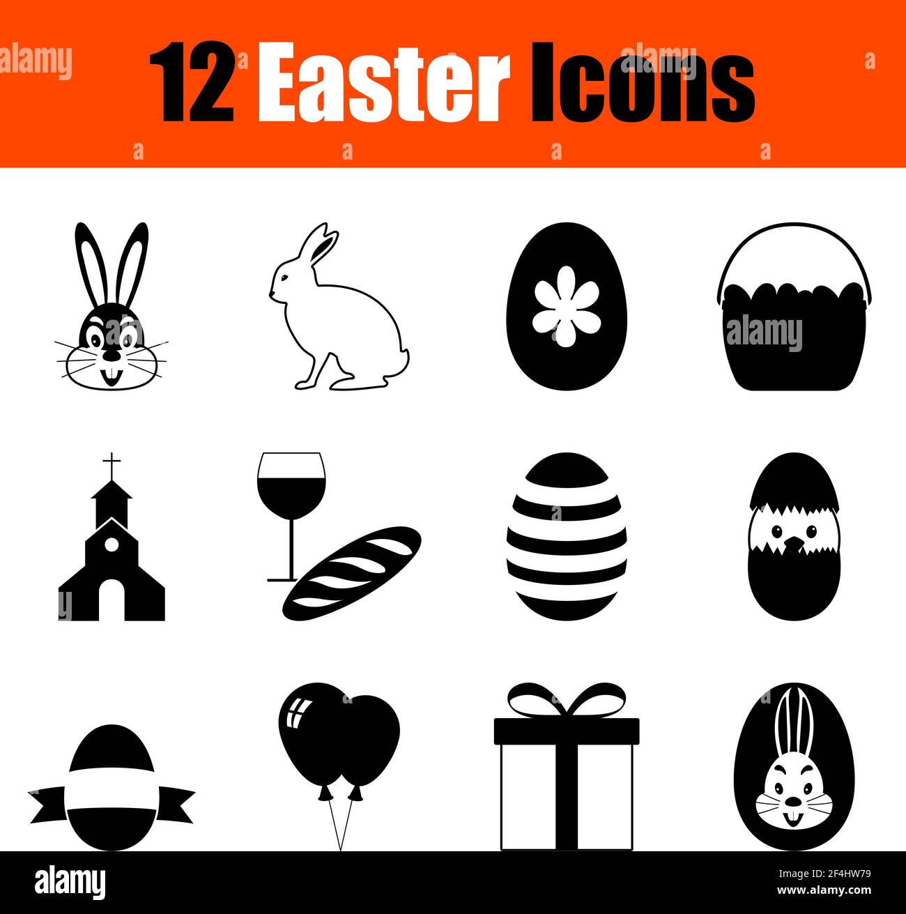 Easter Icon Set. Cute and Smooth Glyph Design. Fully editable vector illustration. Text expanded. Stock Vector