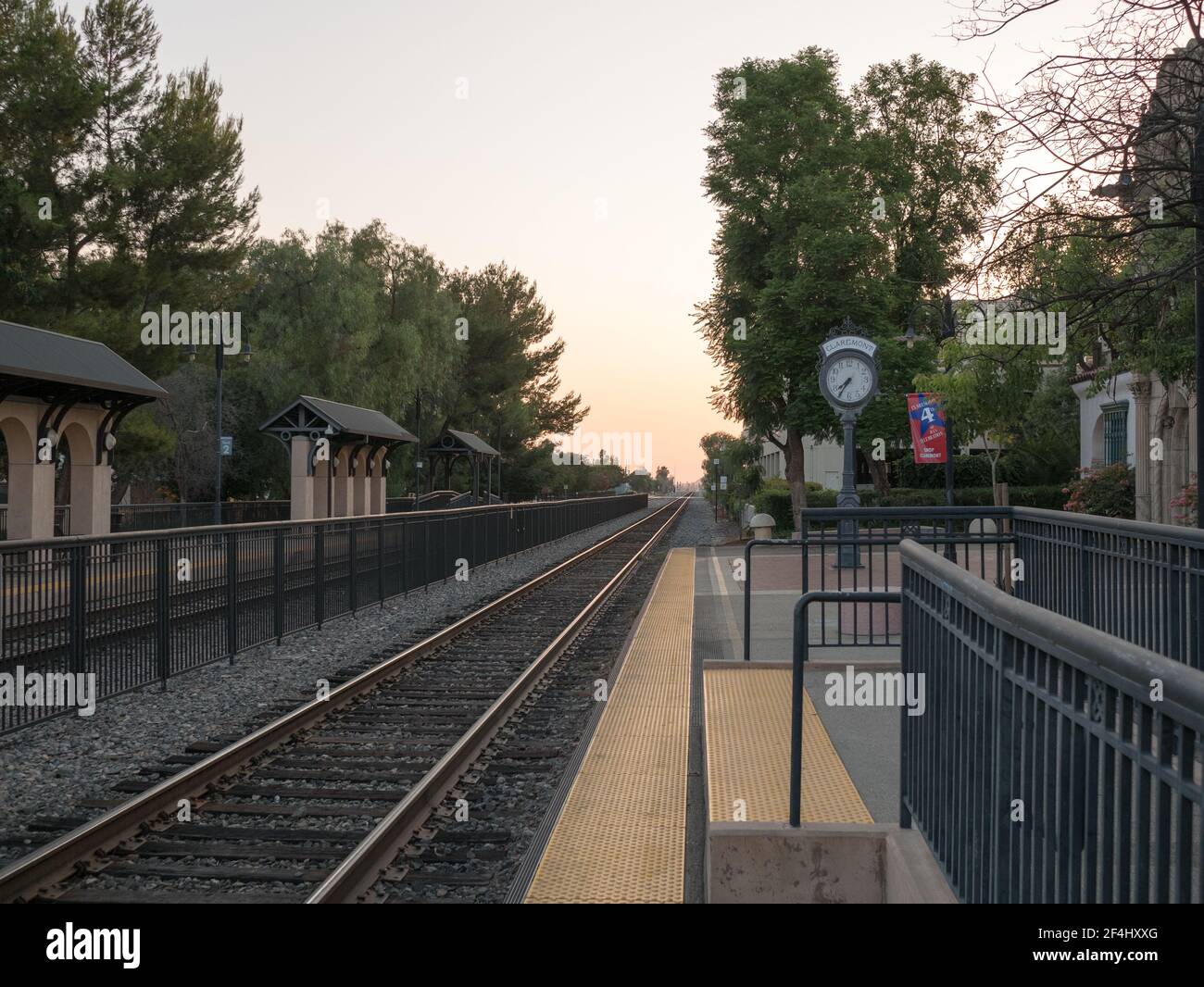 Metrolink commuter rail station. Claremont, California. Stock Photo