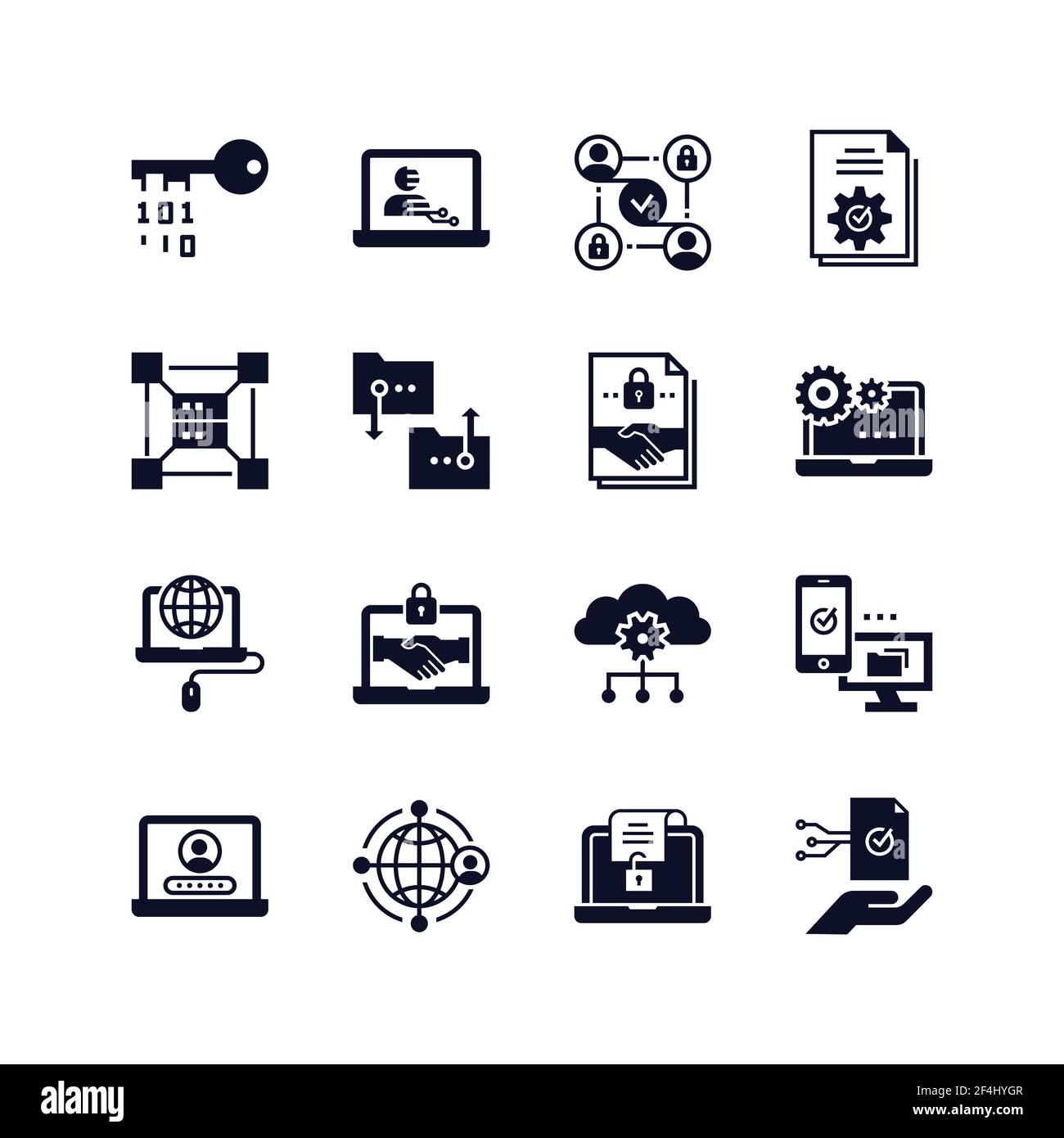 Blockchain web icon set Stock Vector