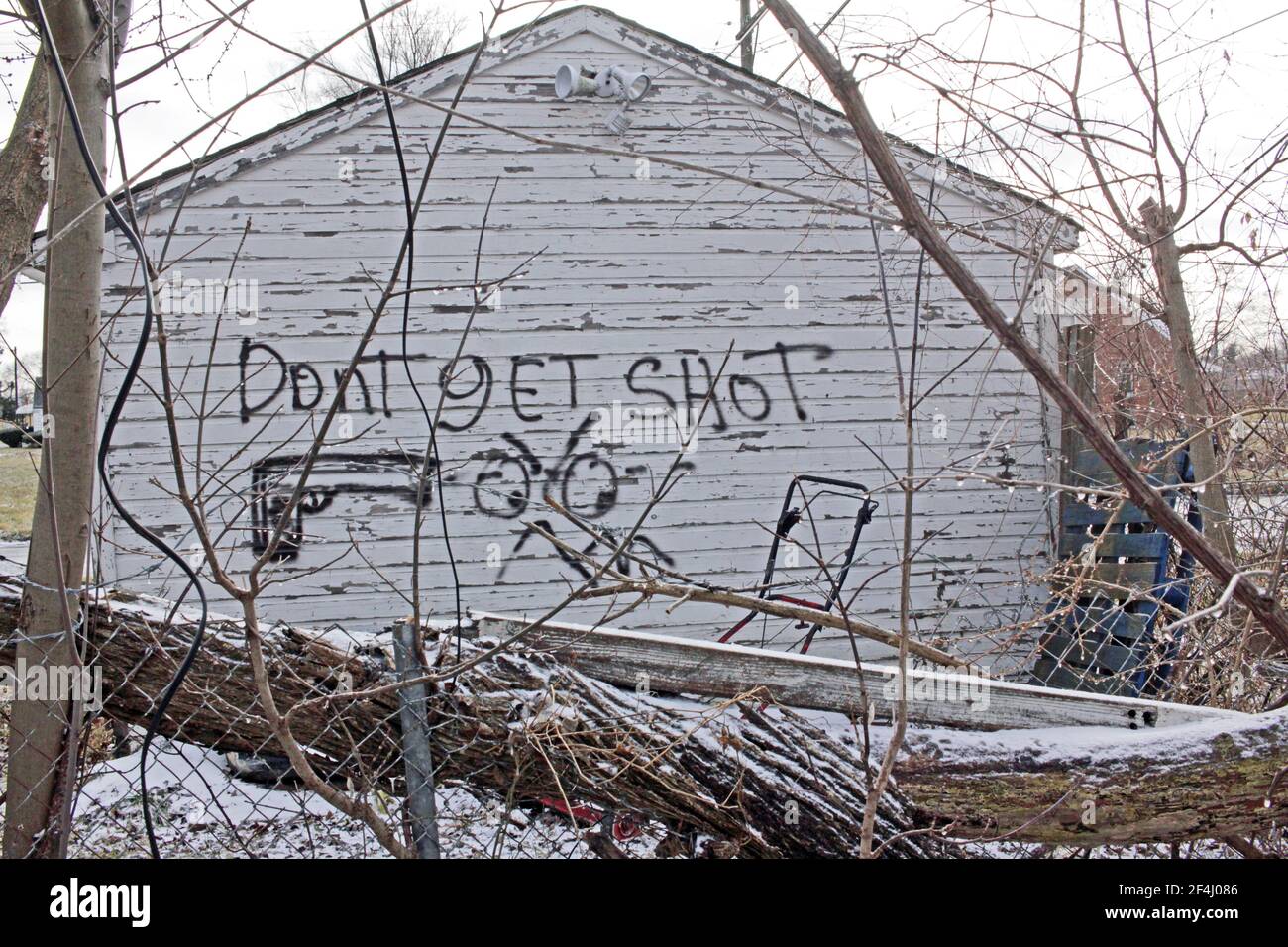 Don’t get shot grafitti, Detroit, Michigan, USA Stock Photo