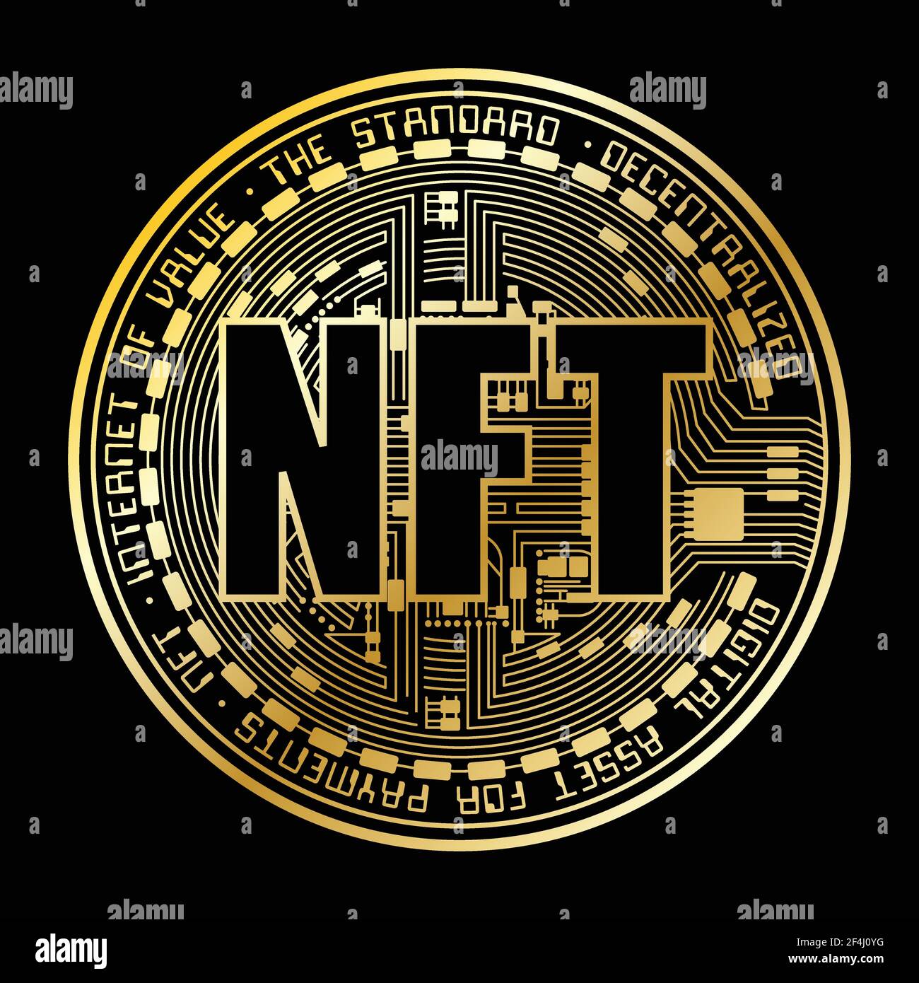 NFT coin gold silhouette Stock Vector