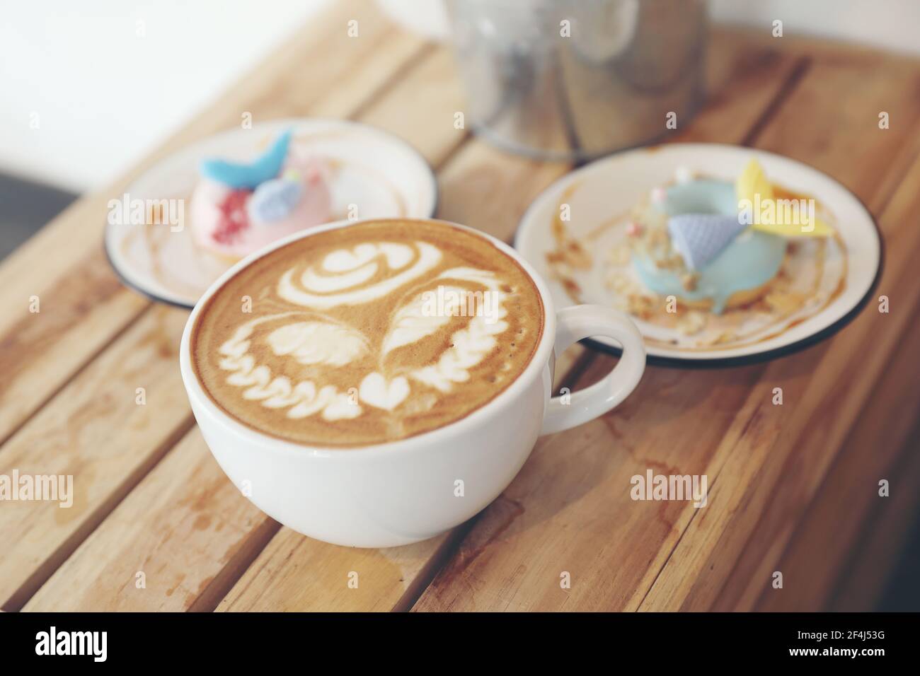 Fancy donut with cute mermaid on top Stock Photo