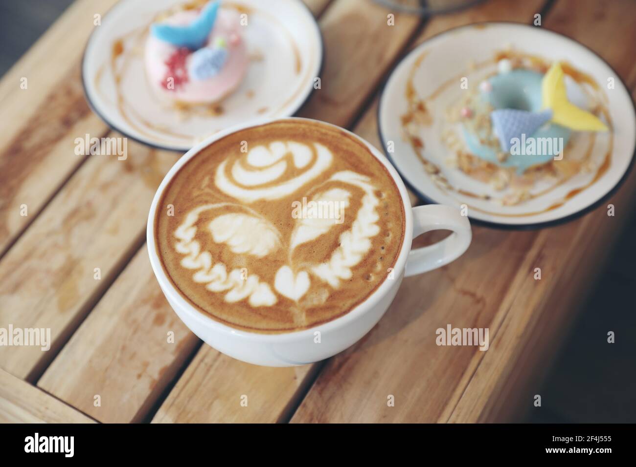 Fancy donut with cute mermaid on top Stock Photo
