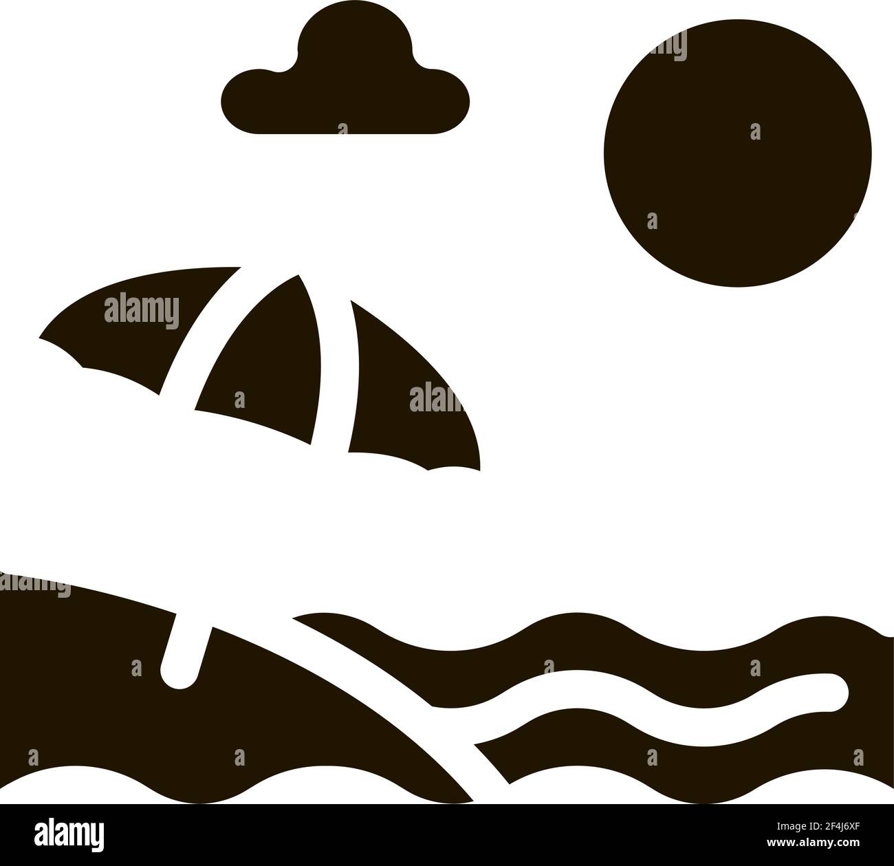 Beach with Umbrellas Icon Vector Glyph Illustration Stock Vector