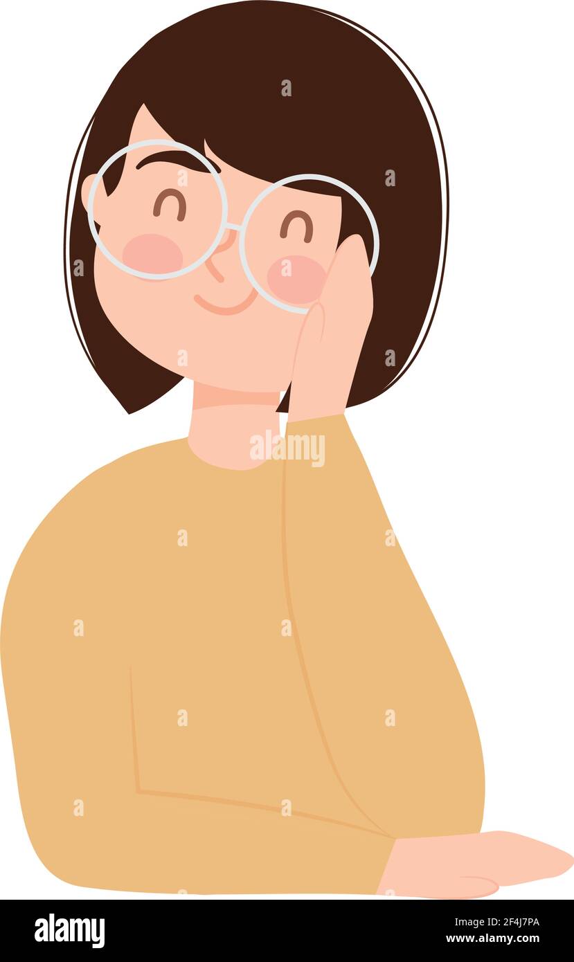 beautiful woman with round glasses Stock Vector Image & Art - Alamy