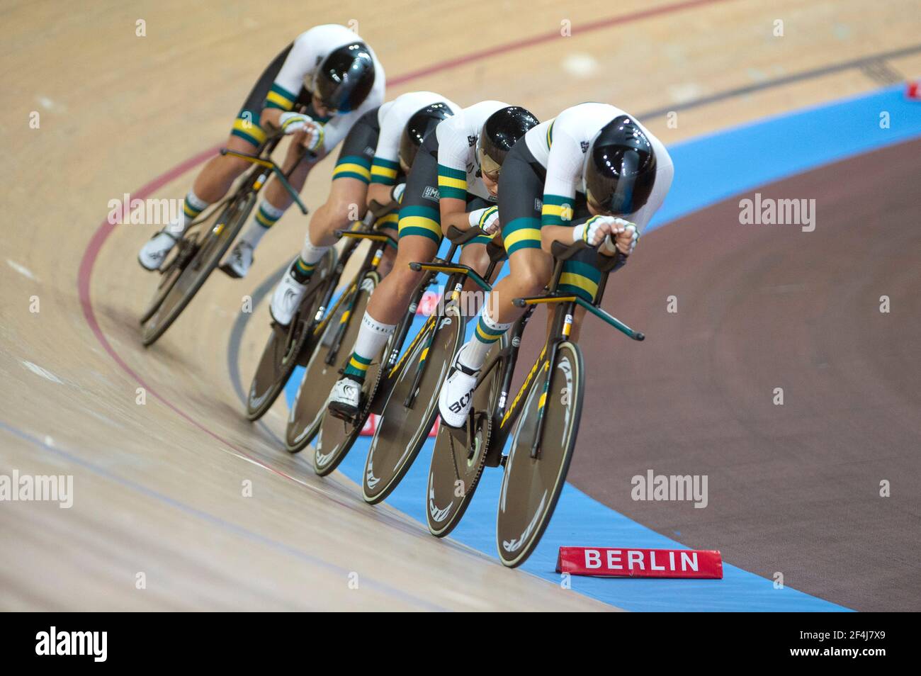 Australian women’s Team Pursuit, UCI Track World Championships, Berlin, Germany (Photo by Casey B. Gibson) Stock Photo