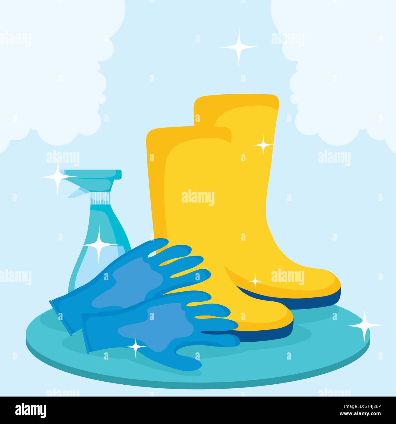 Disinfection bottle gloves and boots Stock Vector Image & Art Alamy