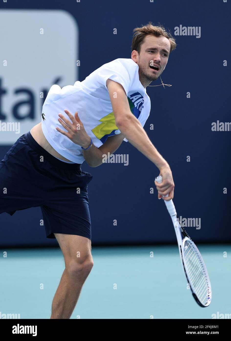 Miami Gardens, FL, USA. 21st Mar, 2021. Daniil Medvedev is seen on the ...