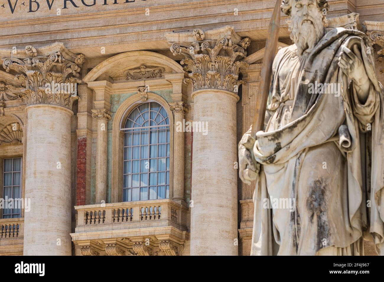 The central balcony of St. Peter's Basilica in Vatican Stock Photo