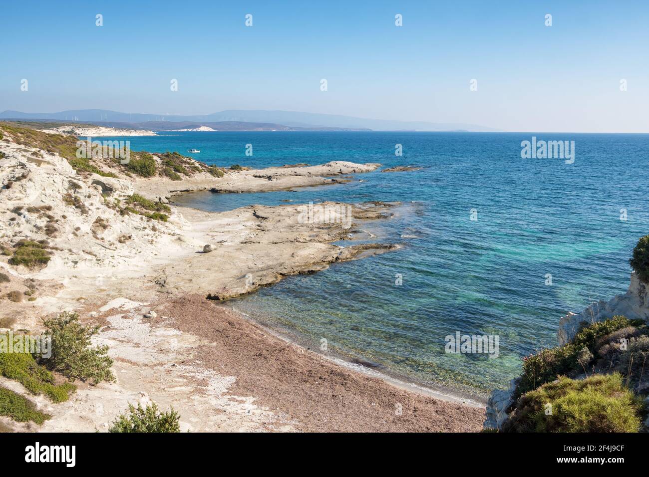 Empty beach near Cesme Town in Turkey Stock Photo