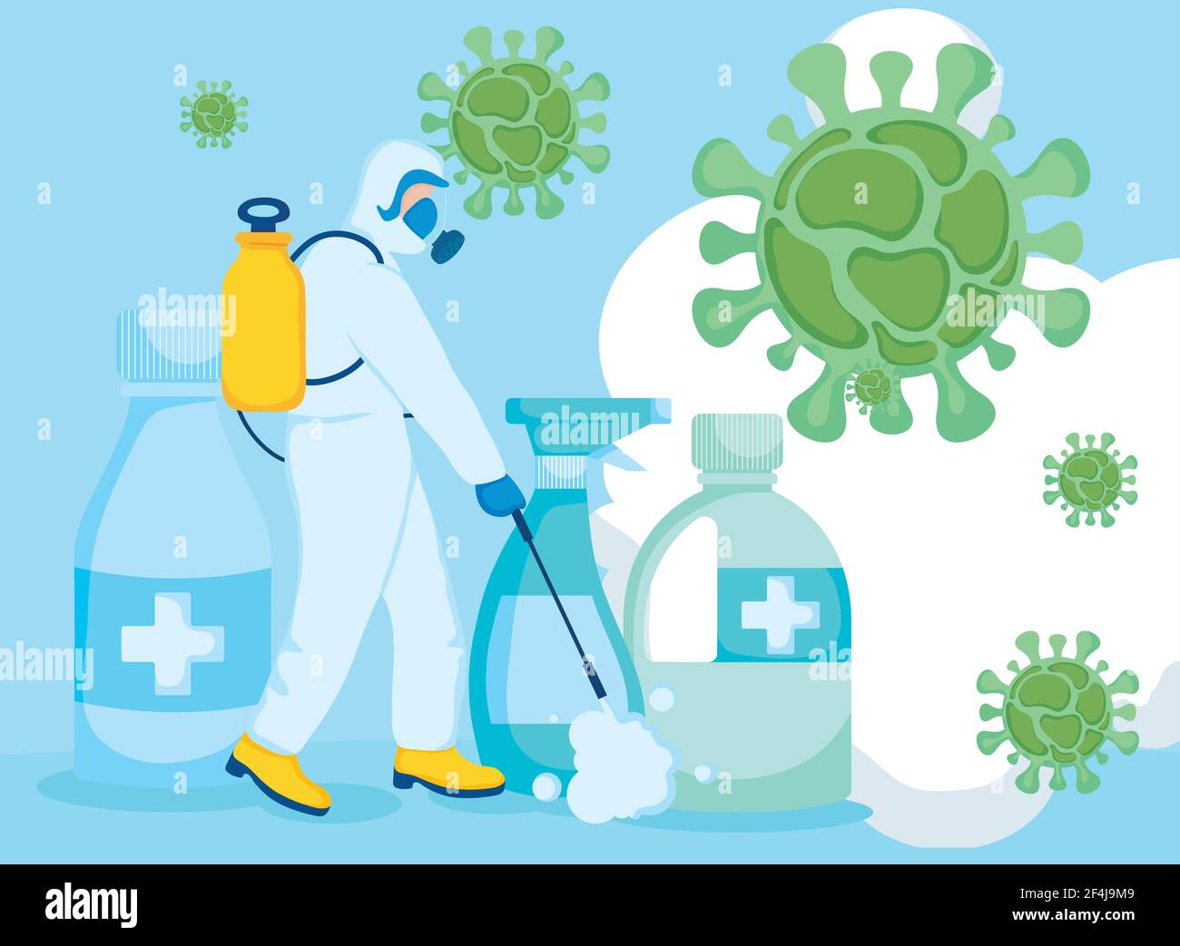 Person disinfecting with sanitizar bottles Stock Vector Image & Art Alamy