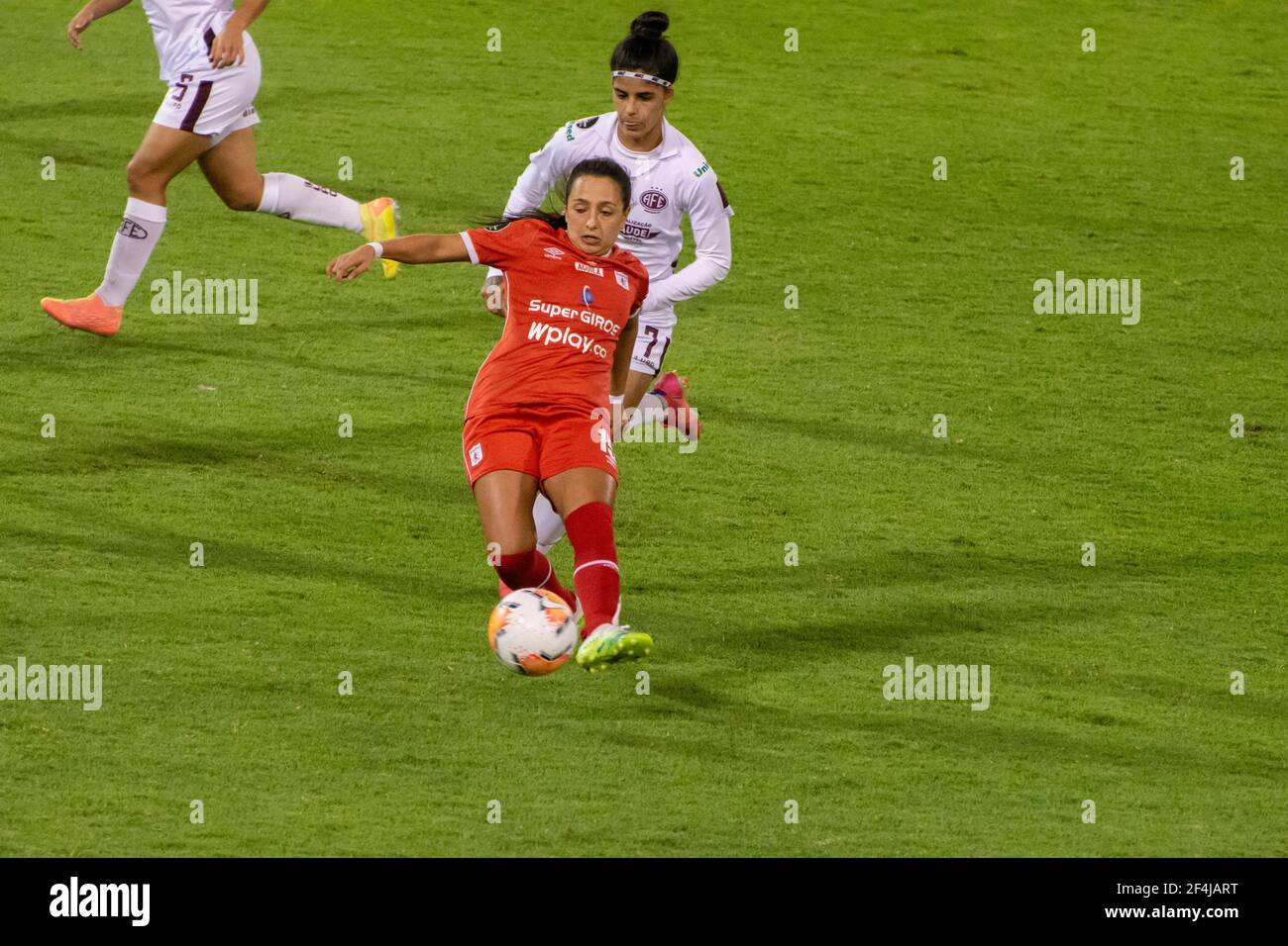 Buenos Aires, Argentina. 21st Mar, 2021. Sara Martinez (#15 America de Cali) during the game between America de Cali and Ferroviaria at Jose Amalfitani Stadium in Liniers, Buenos Aires, Argentina. Credit: SPP Sport Press Photo. /Alamy Live News Stock Photo