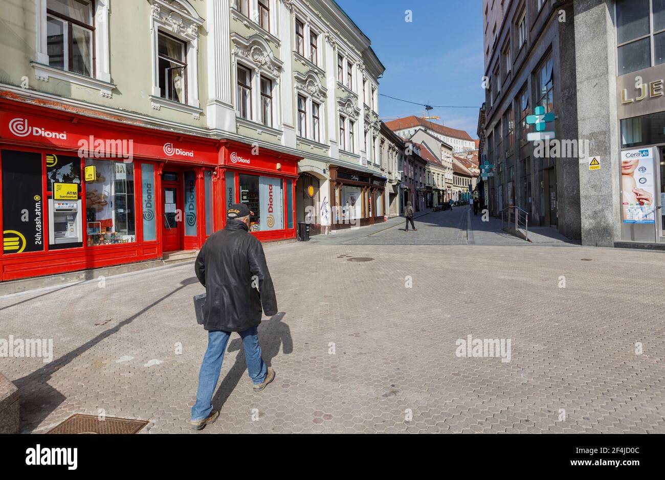 A man walks on a main square in Zagreb, on March 22, 2020 Zagreb was hit by  5.3 magnitude earthquake, Croatia, March 21, 2021. Picture taken March 21,  2021. REUTERS/Antonio Bronic Stock Photo - Alamy