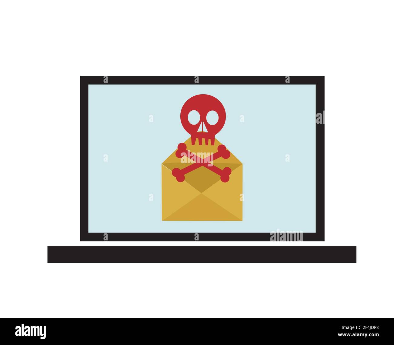 Laptop with envelope and skull on the screen Stock Vector