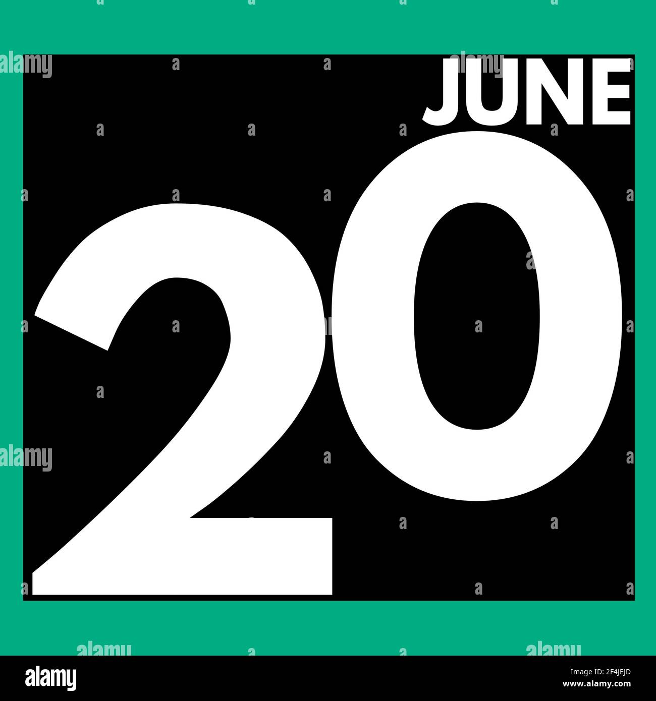 June 20 . Modern daily calendar icon .date ,day, month .calendar for the month of June Stock Photo