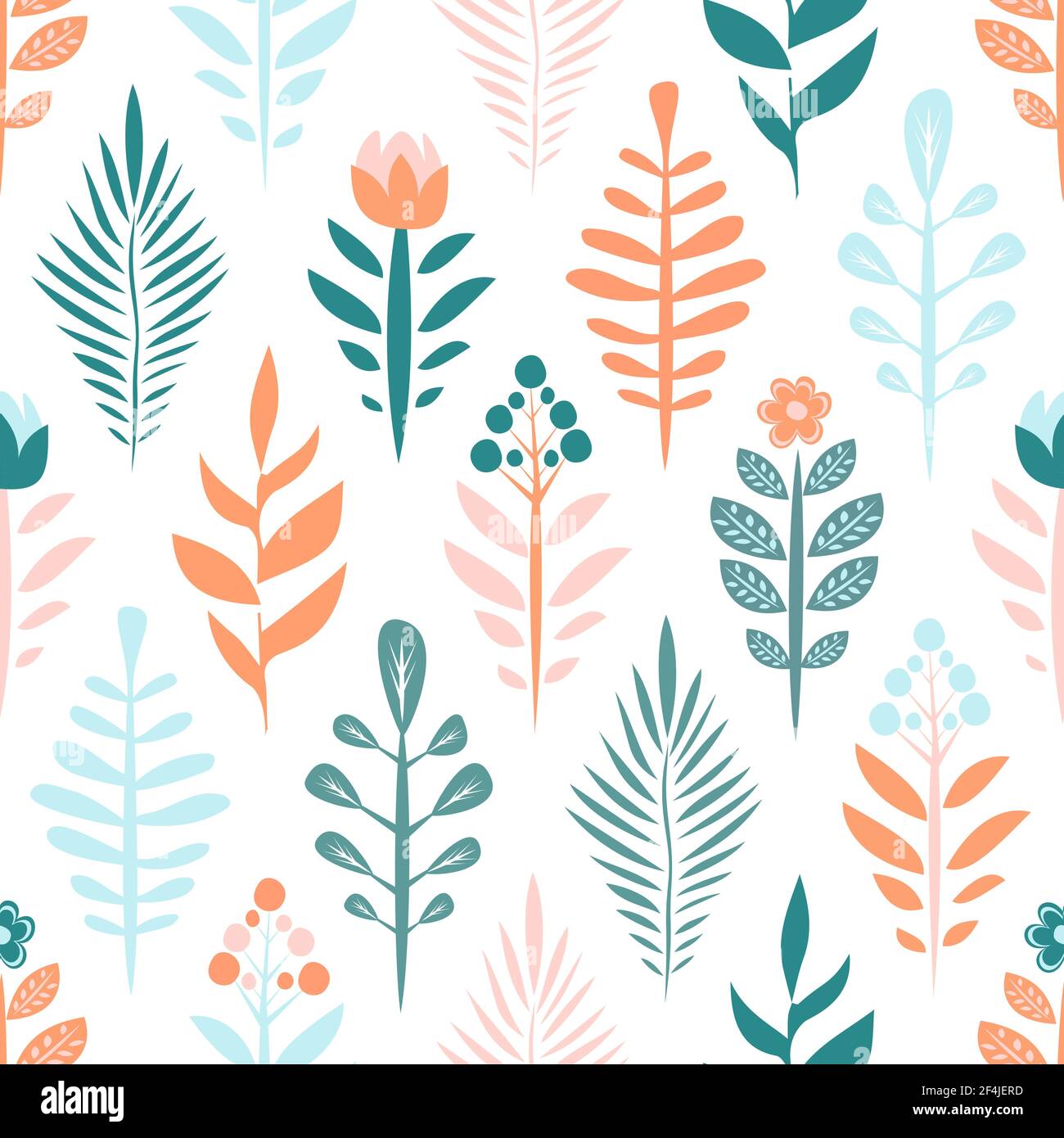 Geometric seamless pattern with flower and plant . Creative texture for fabric, textile Stock Vector