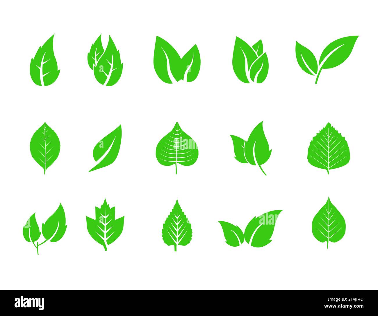 Vector illustration. Eco, green leaves icon set Stock Vector Image ...