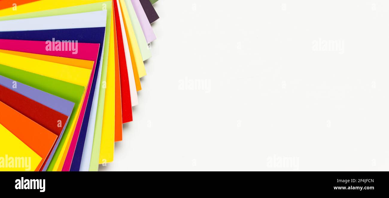 Color chart guide on white background, colored catalog Stock Photo - Alamy