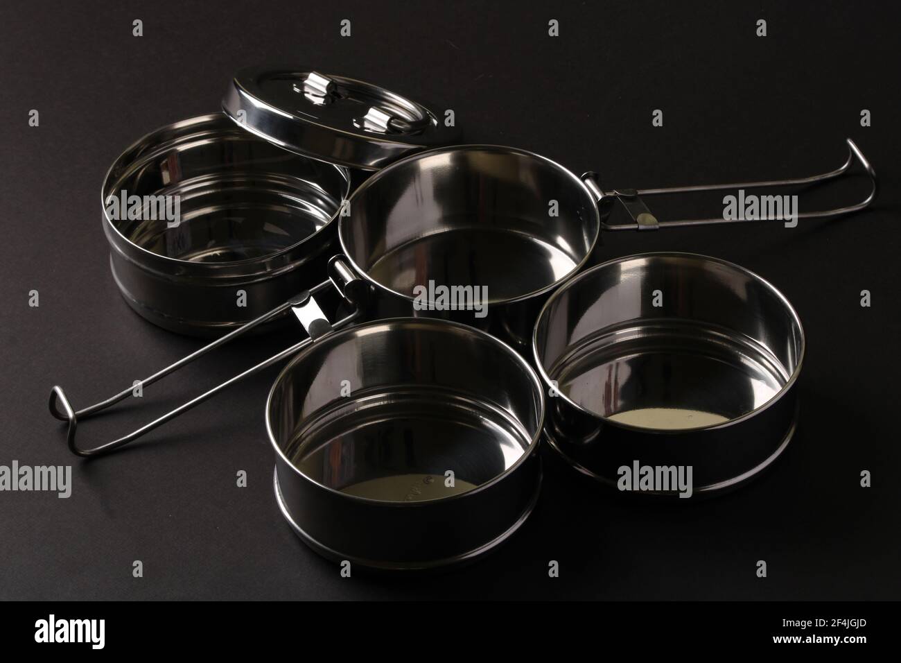 typical Indian Stainless Steel Tiffin Box Stock Photo