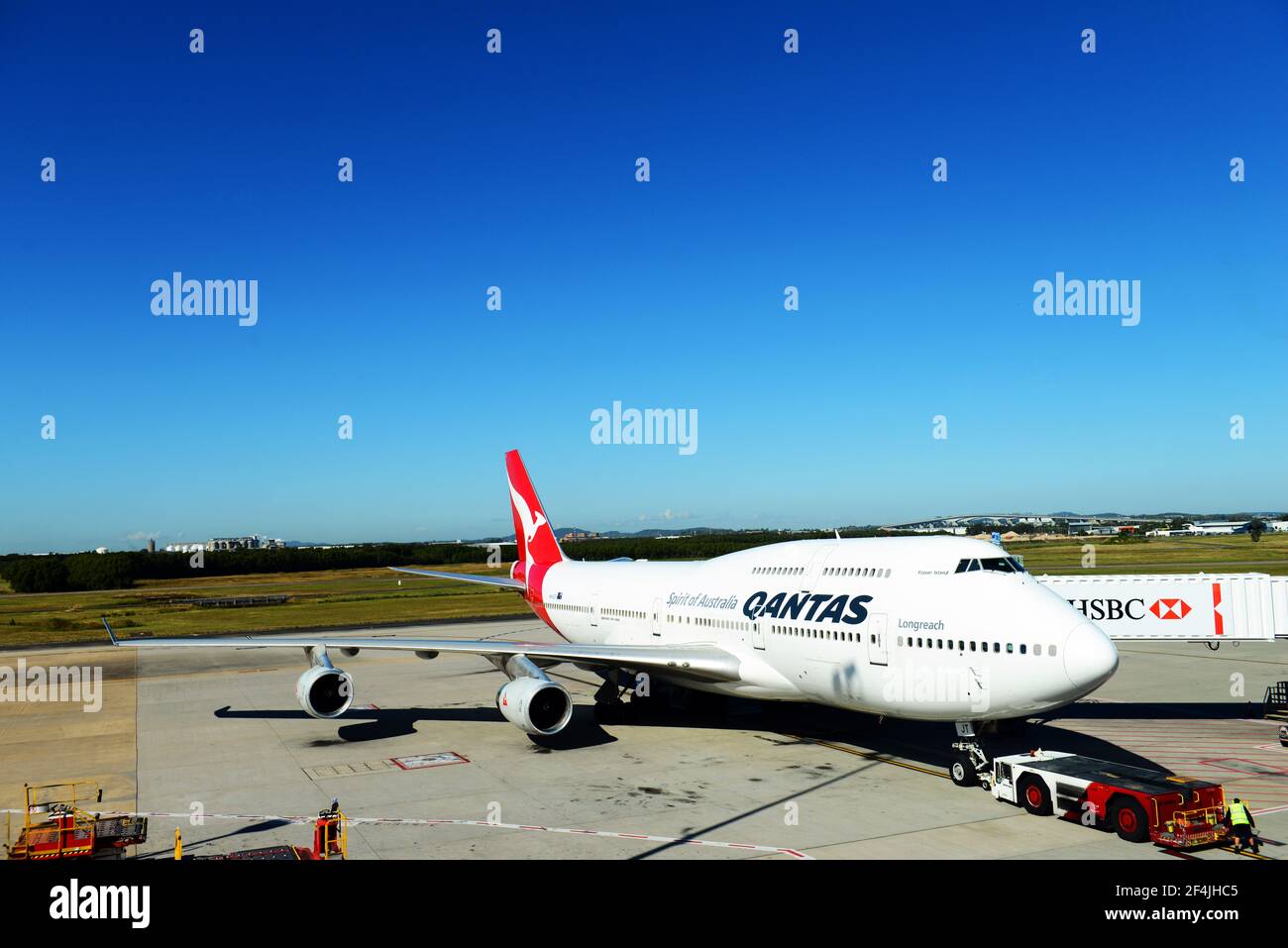 Qantas airways in Brisbane international airport, Australia Stock Photo