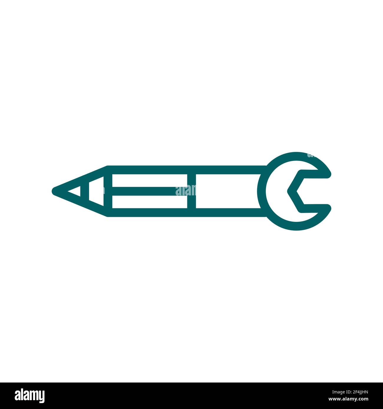 Pencil tool key icon combined flat simple illustration. Stock Vector