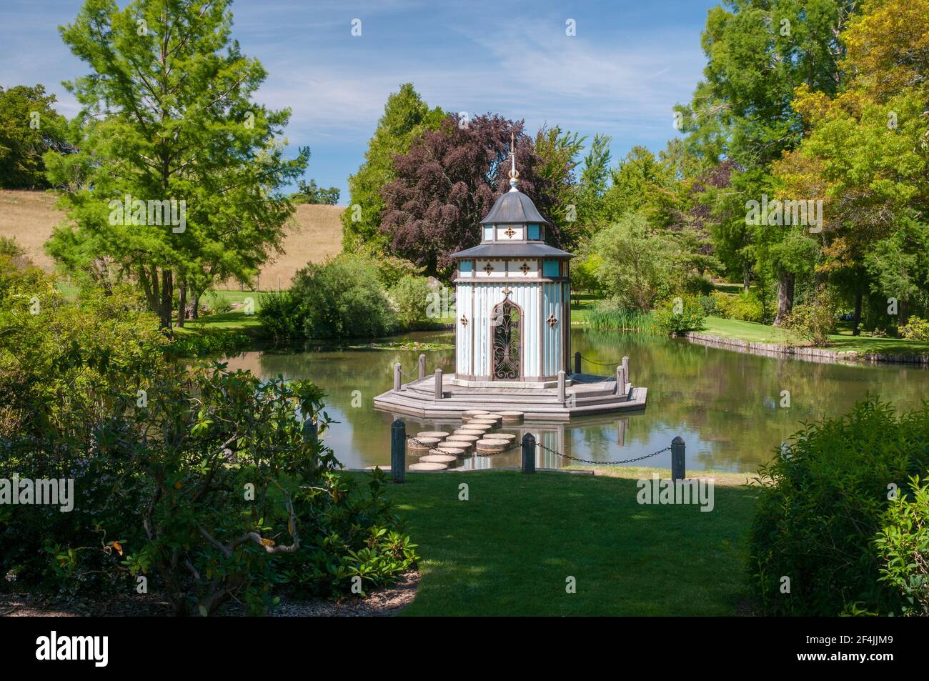 Floral park with the Turkish Pavilion by Alexandre Serebriakoff, Apremont-sur-Allier, listed as one of the most beautiful villages of France, Cher (18 Stock Photo