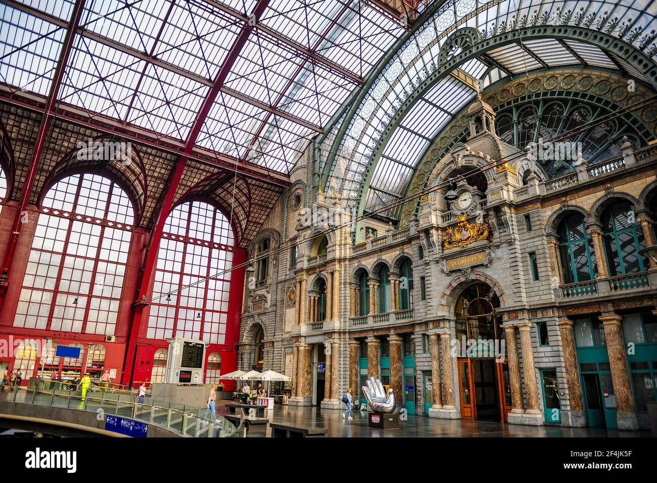 Antwerp, Belgium - July 12, 2019: Interior of the Antwerp Central train station in Belgium Stock Photo