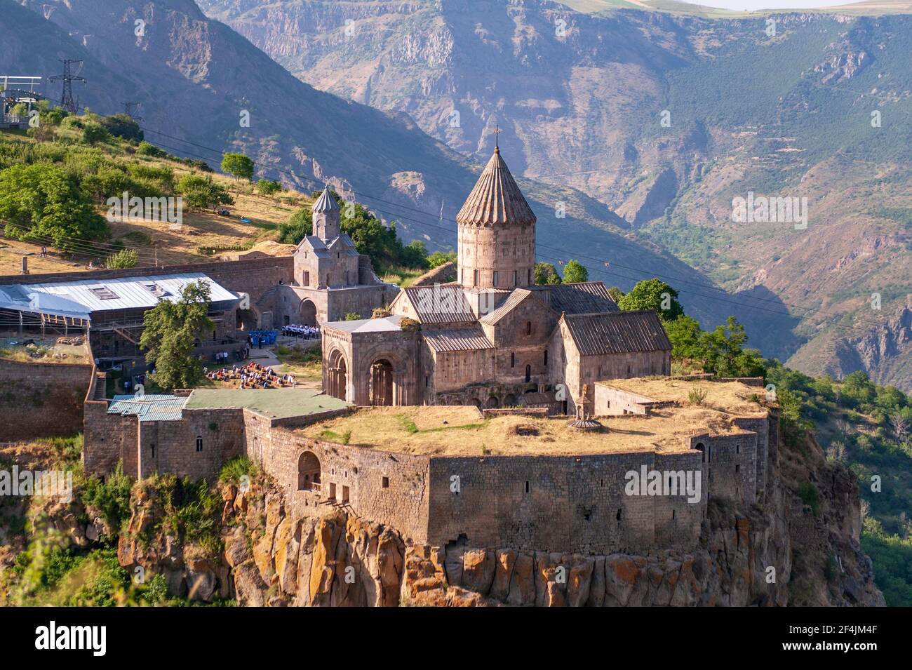 Tatev monastery and fortification walls, Tatev village, Armenia Stock Photo