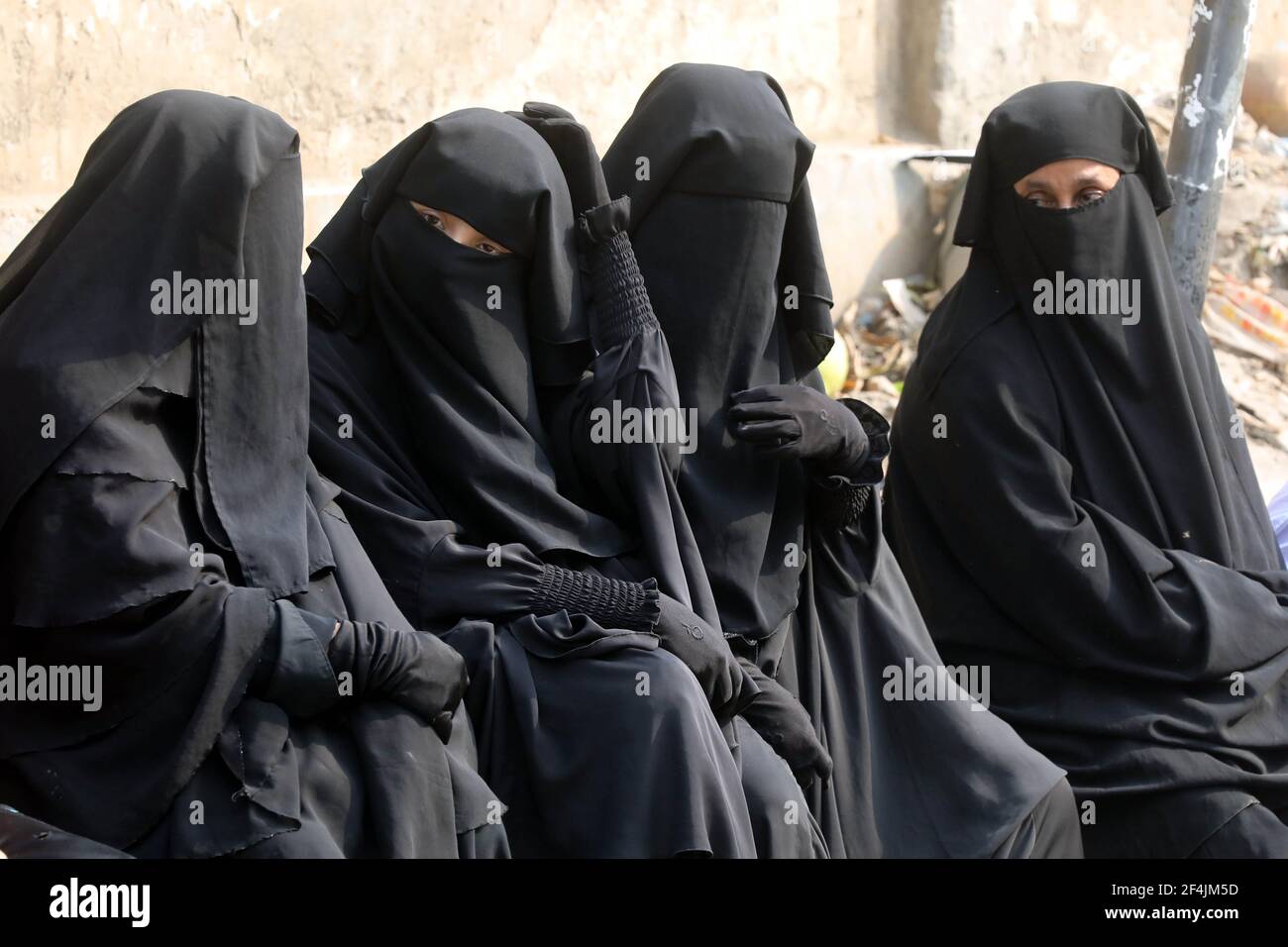 Dhaka Dhaka Bangladesh. 22nd Mar 2021. March 22 2021 women s wearing burkha wait in front of a hospital to be tested for the COVID 19 coronavirus amid the coronavirus spread in Dhaka