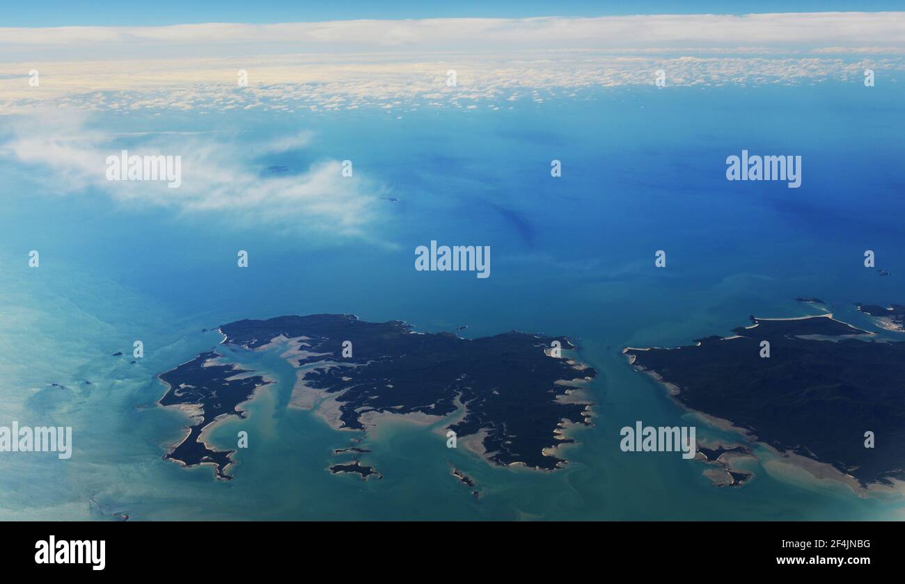 Aerial views of The coastline in Queensland, Australia. Stock Photo