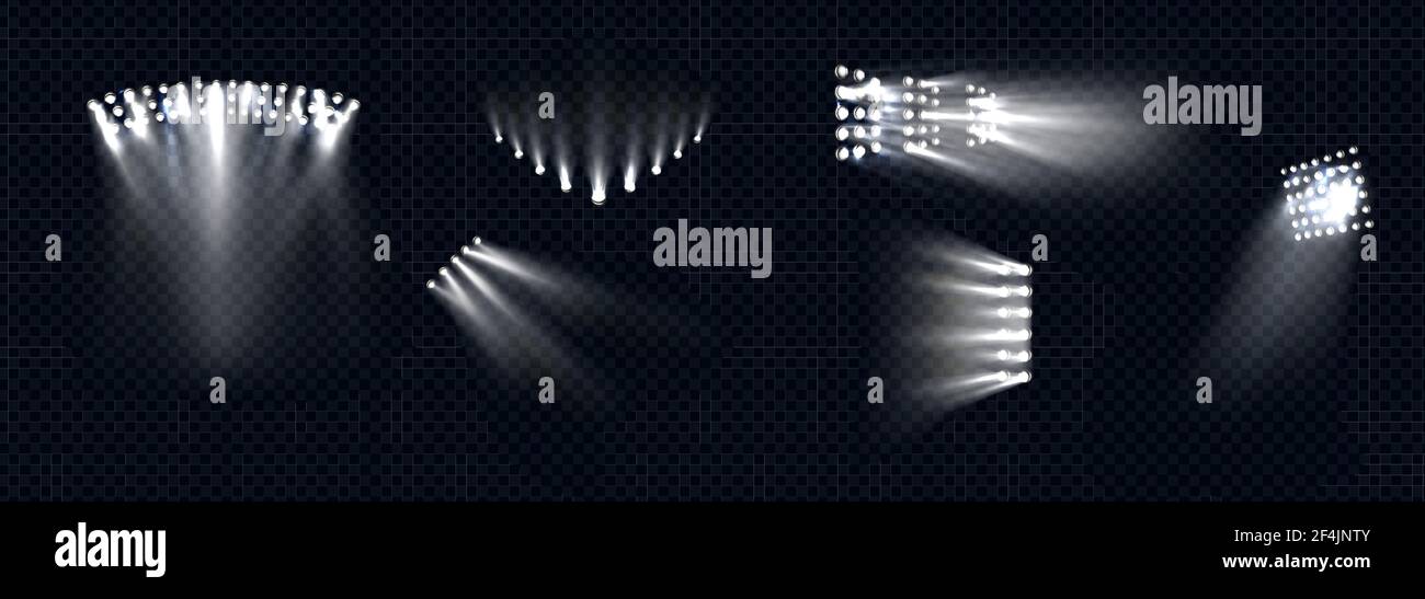 Spotlights, stage white beams lamps rays set Stock Vector Image & Art -