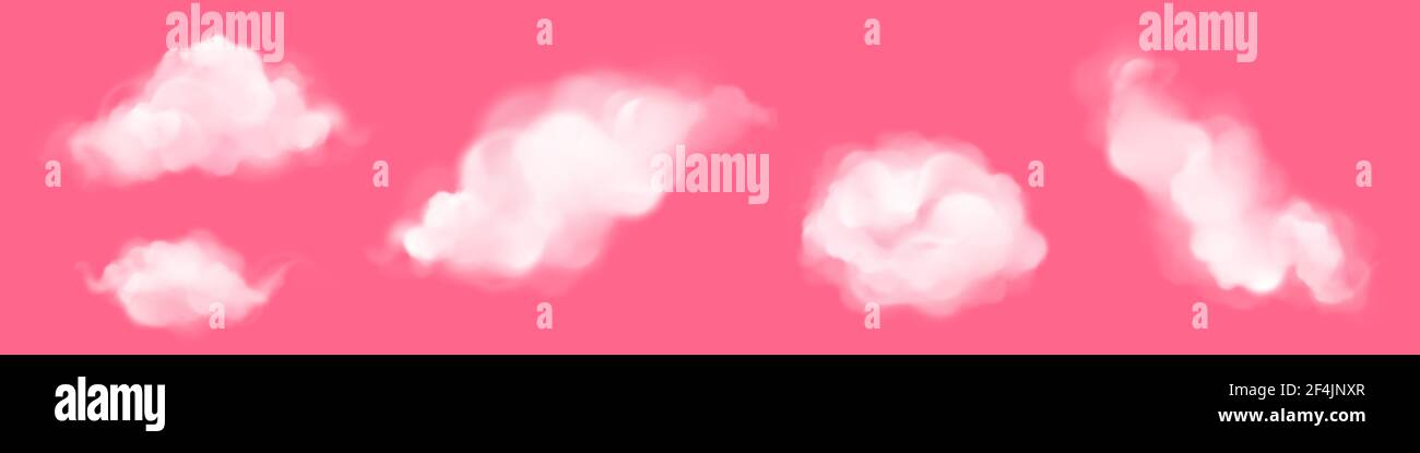 White clouds isolated on pink background Stock Vector