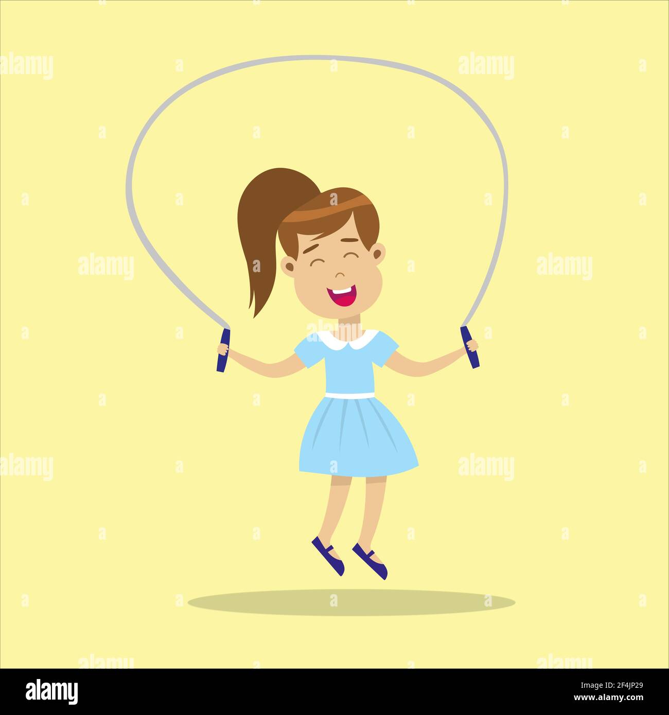 Happy girl jumping rope. Playing kid Stock Vector Image & Art - Alamy
