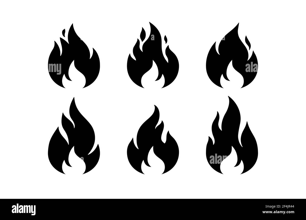 Fire, flame. Black white flame collection set Stock Vector