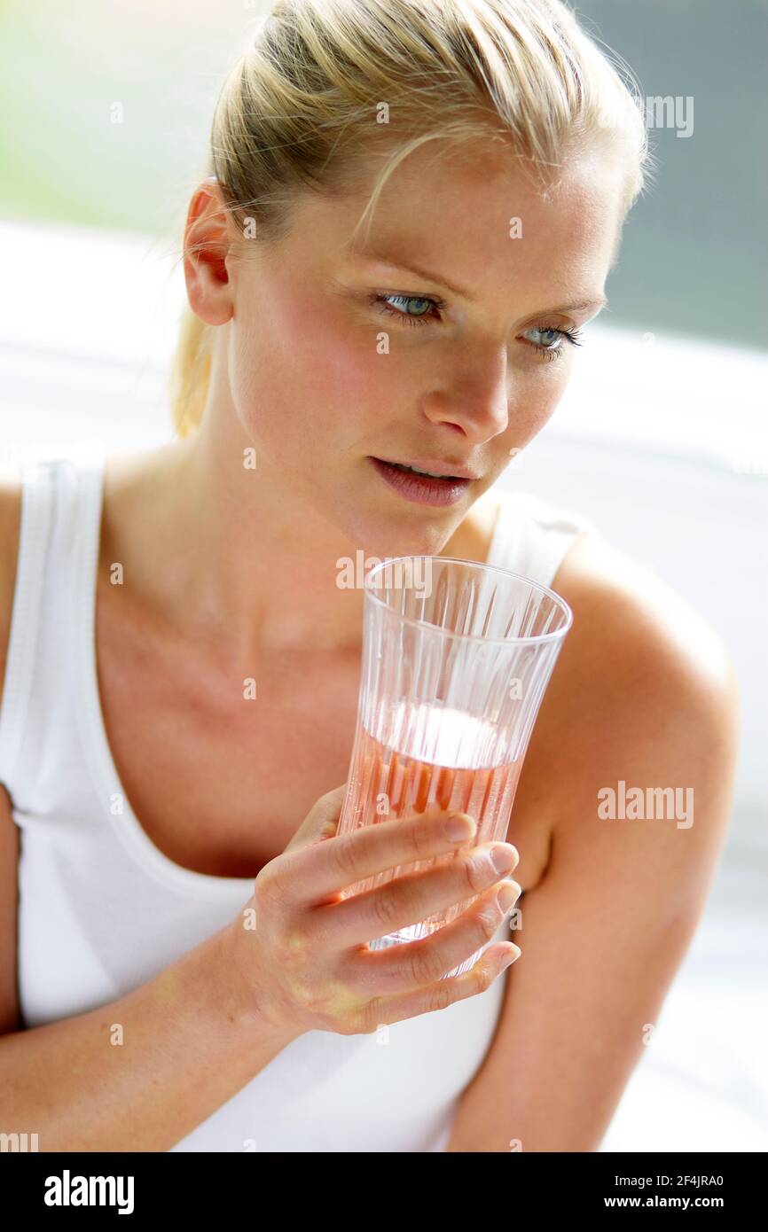 Iced water glass woman hi-res stock photography and images - Alamy