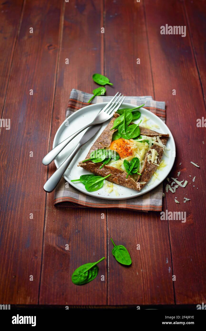 Buckwheat crackers with eggs and italian cheese Stock Photo Alamy